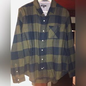 Flag and Anthem Men's Plaid Shirt - Green and Blue